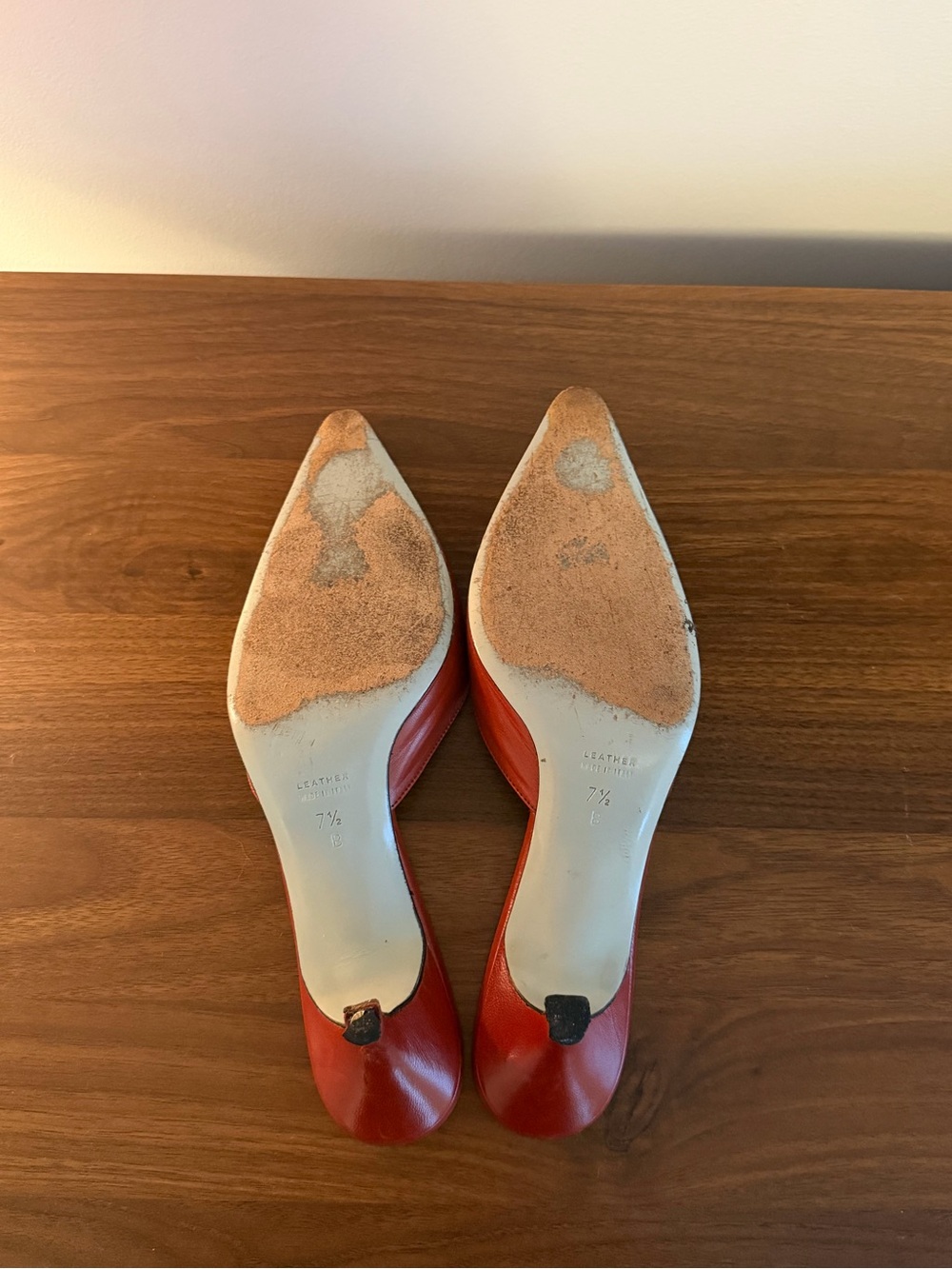 Vintage Cynthia Rowley Leather Bow Pointed Toe Kitten Heel Mules Size 7.5 - Picture 3 of 4